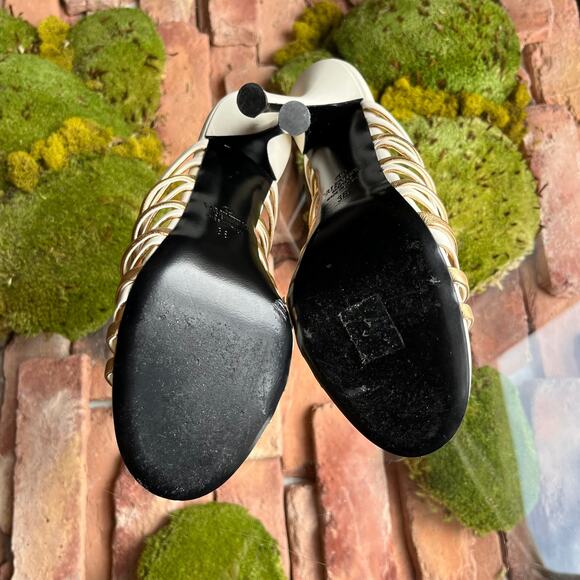 VALENTINO Caged White Gold Calfskin Strappy Heels SZ36(6US) - Picture 3 of 7